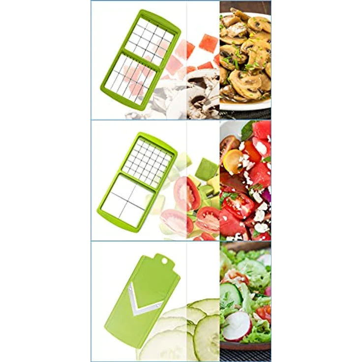 Genius Nicer Dicer Smart | 13 Teile | Gemüseschneider | Zwiebelschneider | Schneiden - Würfeln - Hobeln - Stifteln - Schälen - Aufbewahren | Mandoline | Multischneider | Gemüsehobel | Obstschneider | NEU – Bild 3