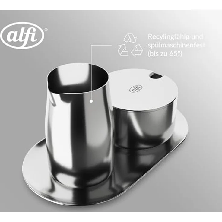 alfi MILK AND SUGAR SET, glänzendes Edelstahl-Milch- und Zuckerset, spülmaschinenfest, langlebig – Bild 4
