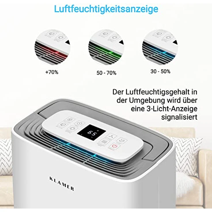 KLAMER Luftentfeuchter elektrisch 25L, 195m³ Luftumwälzung pro Stunde, 420W starker Raumentfeuchter, Entfeuchter mit bis zu 5,5 Liter Fassungsvermögen - Preisvergleich – Bild 5
