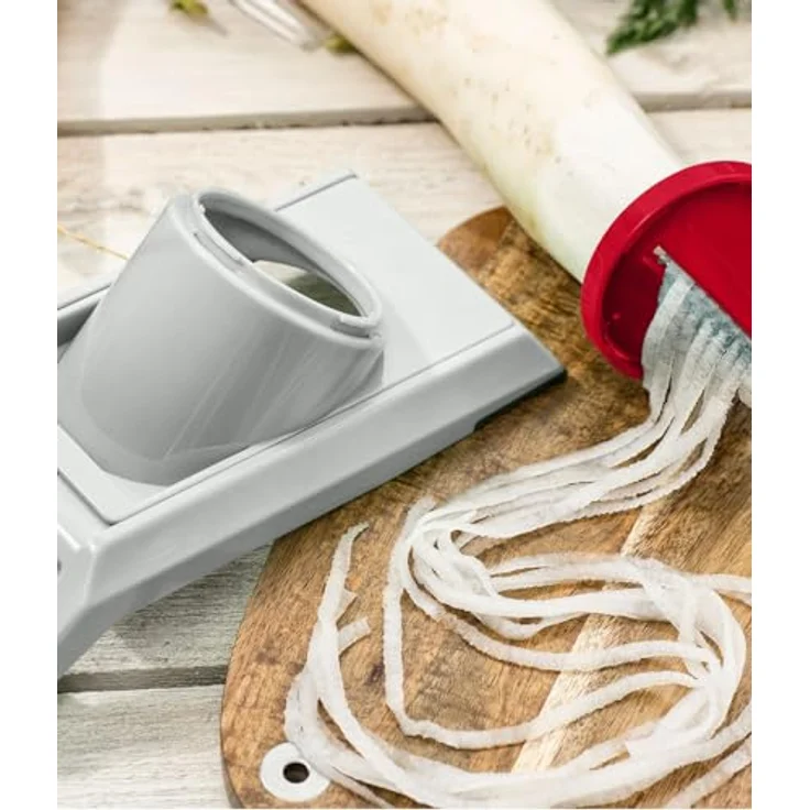 Genius Nicer Dicer Chef Gemüseschneider 15 tlg, Multifunktionaler Spiralschneider mit Käsereibe und Selbstreinigungsfunktion, Rot – Bild 5