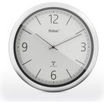 Mebus Funk-Wanduhr, 26 cm, lautlos, klares Design, silberner Rahmen, weißes Zifferblatt, Modell 19810 - Elegant und präzise