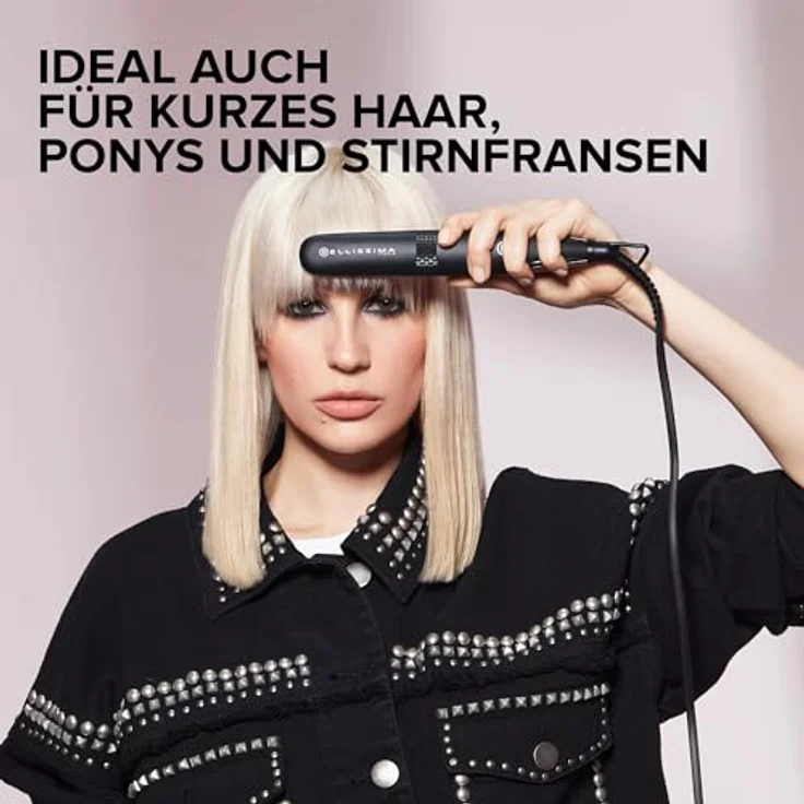 Bellissima Mini-Haarglätter für Tasche und Reisen, für glattes Haar jederzeit, überall, kompakt, leicht, Keramikbeschichtung, Temperatur 200 °C, automatische Mehrfachspannung, Beauty Bag – Bild 5