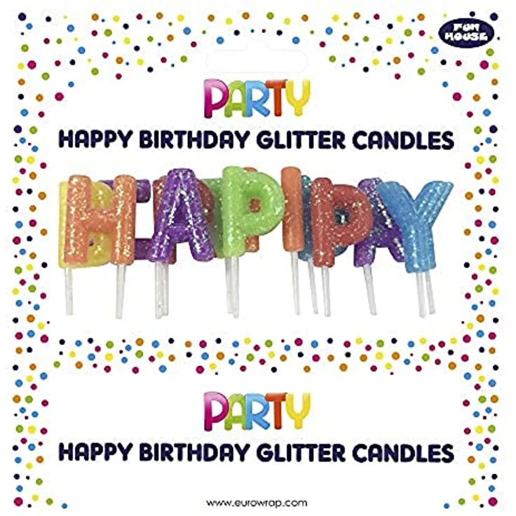 Clairefontaine 12825-HBMC - Set mit Kerzen Buchstabe mit Glitzer ''Happy Birthday'', 1 Set