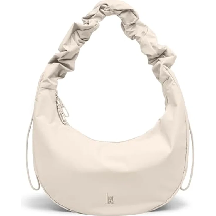 GOT BAG Moon Bag Ruffle, umweltfreundliche Handtasche aus RE:NYNET®, beige, wasserabweisend, verstellbarer Schultergurt – Bild 1