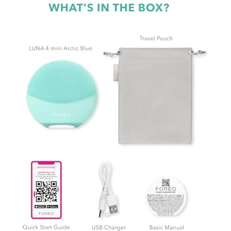 FOREO LUNA™ 4 mini Arctic Blue, Gesichtsreinigungsbürste mit T-Sonic™ Pulsationen, 30-sekündigem Glow-Boost-Modus und hygienischem Silikon – Bild 7