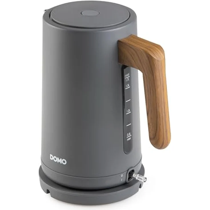Domo DO9268WK Wasserkocher 'Wood You' - 1,7 L - mattgrau mit 360° drehbarer Basisstation – Bild 2