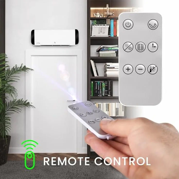 Lehmann LHOHH-2013A Wandheizlüfter mit 2 Leistungsstufen 1000/2000 W | Wi-Fi, Fernbedienung, LED-Display | Timer und Oszillation (Weiß) – Bild 3