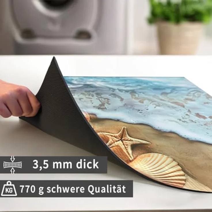 matches21 HOME & HOBBY Tabletop rutschfeste Waschmaschinenauflagen 2er Set Maritim 60 cm - zuschneidbare Gummi-Matte als Waschmaschinen-Abdeckung - pflegeleichte Unterlage – Bild 4