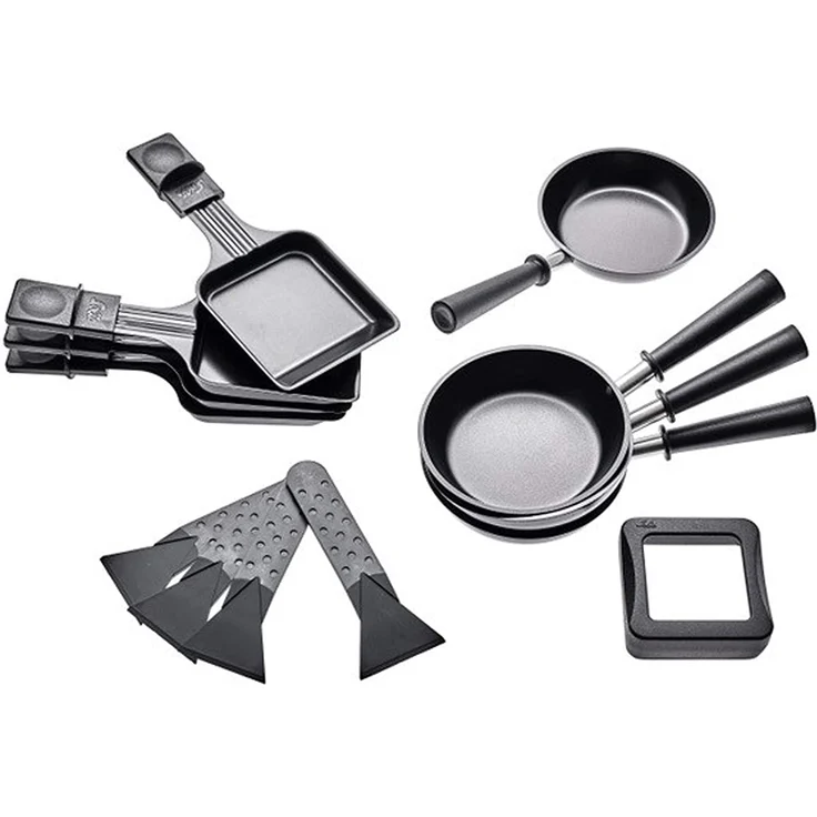 Solis Table Grill 5in1 - Raclette, Grill, Wok, Pizza-Grill, Crêpes, für 4 Personen (Raclettepfännchen, Mini-Wok, Spachtel), 900W, Grillfläche Antihaftbeschichtet, edelstahl, schwarz – Bild 3