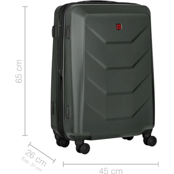 WENGER Prymo Medium Hartschalenkoffer mit 4 Rollen, Trolley, erweiterbar, 59 (67) l, Sicherheitsschloss, anthrazit – Bild 3