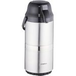 Relaxdays Pumpkanne 3 l, für Kaffee, Pumpkopf & Druckknopf, Büro, Gastronomie, Edelstahl & Kunststoff, silber/schwarz