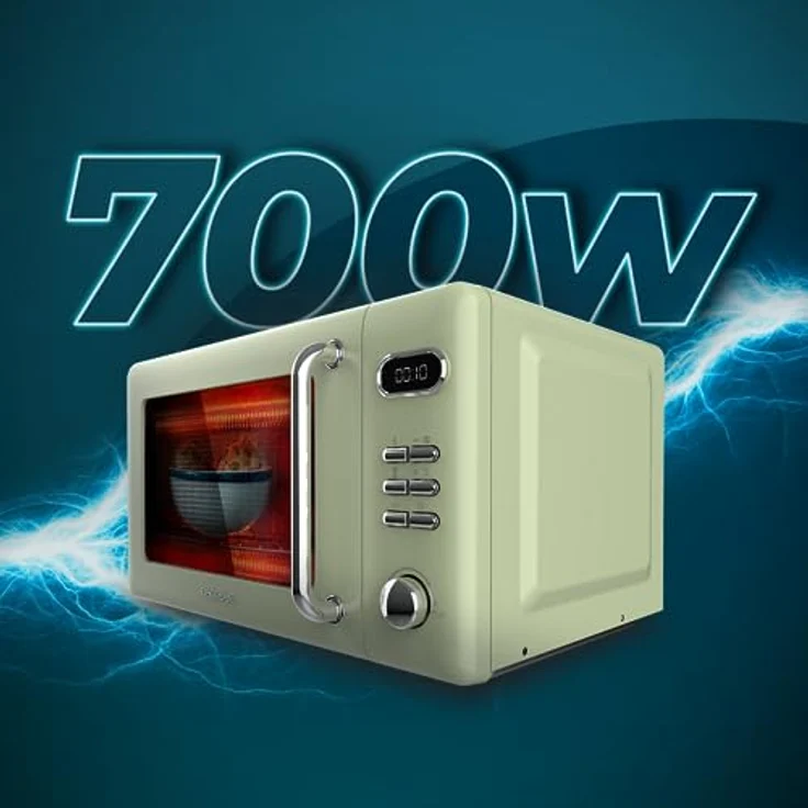 Cecotec Proclean 5110 Retro Green Digitale Mikrowelle mit Grill, 700 W in 5 Stufen, Timer bis 60 Minuten, 8 Programme und Auftaumodus, Vintage-Design in Grün - Preisvergleich – Bild 4