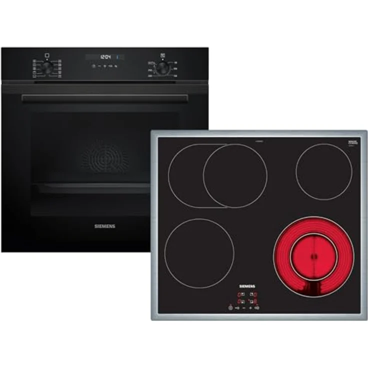 Siemens Set EQ522K1BZ Backofen Deep Black Inox HB237GBB3 mit 7 Backofenfunktionen und autarkem Glaskeramikkochfeld ET645BNA1E, 60 cm, Bräterzone – Bild 1