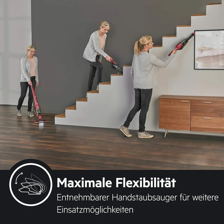 AEG Ergorapido CX7-2-45AN Handstaubsauger, 45 min Akkubetrieb, LED-Frontlicht, 180° Drehgelenk, Bürstenreinigungsfunktion, freistehend, rot – Bild 18