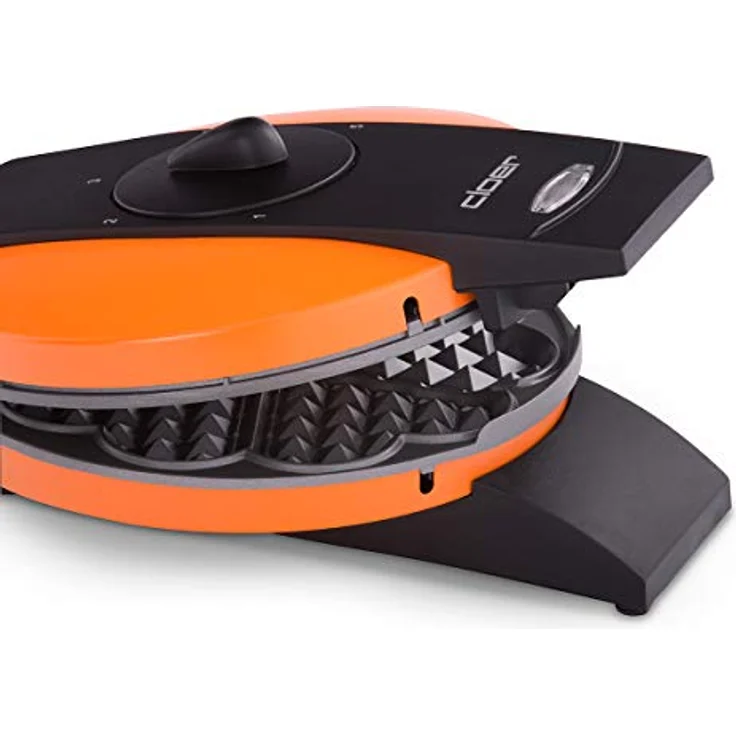 cloer 1627-15 Waffelautomat für klassische Herzchen-Waffeln - 930 W-Waffelgröße 15,5 cm-stufenlos wählbarer Bräunungsgrad, Orange – Bild 3