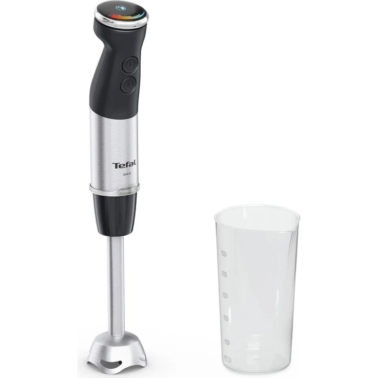 Tefal Quickchef HB6718 Stabmixer mit Messbecher, 1000 Watt, Edelstahl, Turbo-Funktion