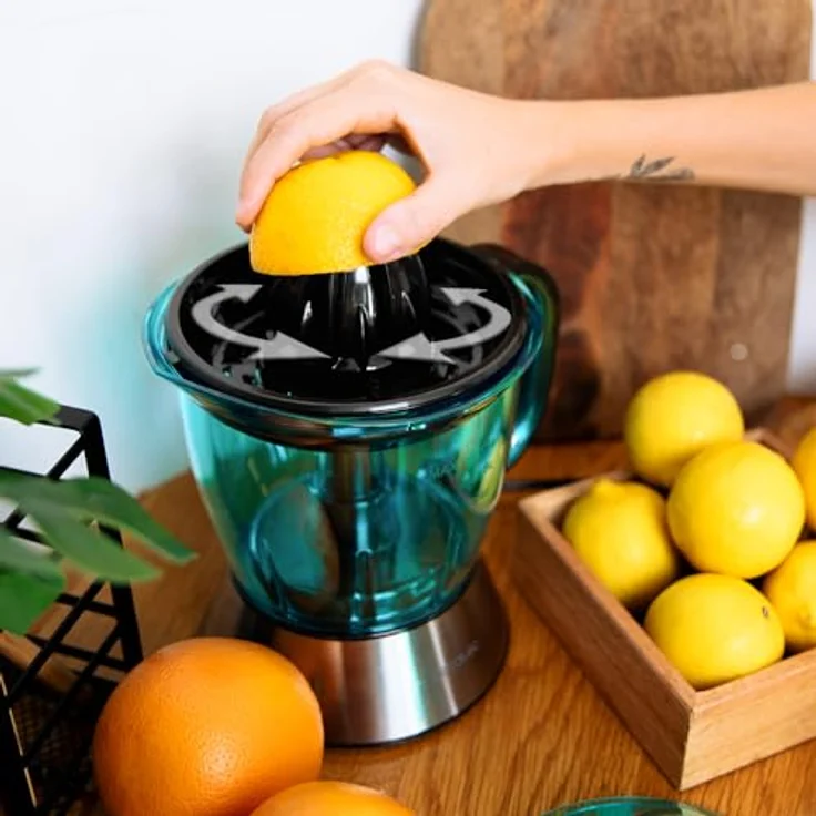 Cecotec Exprimidor Zitrus Easy White V, Zitruspresse mit 1 Liter Saftbehälter, Schwarz/Blau/Silber, spülmaschinenfest – Bild 6