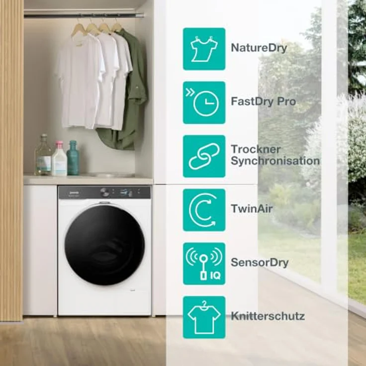 Gorenje D5G69CP, Trockner mit Wärmepumpe, 9kg, 15 Programme, ConnectLife, FastDry Pro, TwinAir, Feuchtesensor, NatureDry, Anti-Allergie, EEK: D – Bild 3