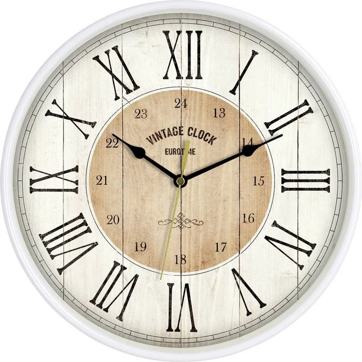 EUROTIME Wanduhr Quarzwanduhr, Kunststoffgehäuse mit übersichtlichem Zifferblatt und Echtglas, wandanliegend