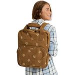 Roxy Feeling Emby, Mittelgroßer Tagesrucksack für Frauen mit gepolstertem Laptopfach, 13 L Volumen, bestickter Cord-Stoff