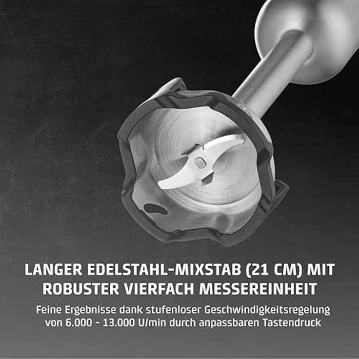 Caso Click & Mash 4-in-1 Stabmixer-Set, kabellos, Farbe: Schwarz – Bild 6