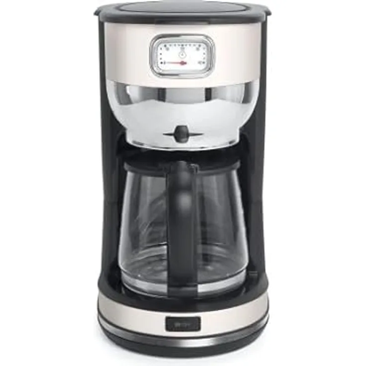 MUSE Kaffeeautomat MS-220 SC | mit Glaskanne, analoge Anzeige für Warmhaltung, 10 Tassen Fassungsvermögen, Edelstahl, beige