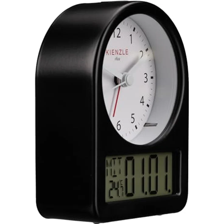 Kienzle Retro-Wecker mit analogem Ziffernblatt, digitalem Display für Datum & Temperatur, Metallgehäuse, batteriebetrieben, kompakt – Bild 5
