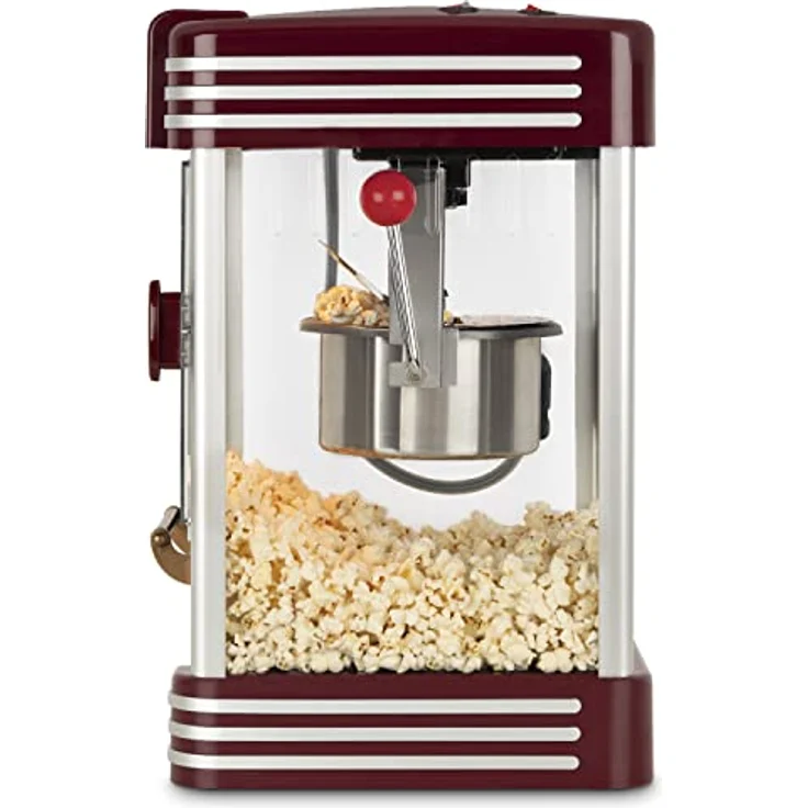 H.Koenig Popcorn Machine, Retro-Design, Edelstahl/Aluminium, 50 g Kapazität, 360 W – Bild 5