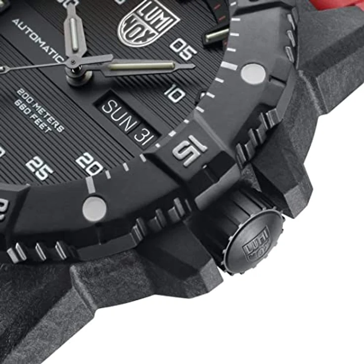 Luminox Master Carbon SEAL Automatic Herrenuhr mit Edelstahl Armband, High-Tech-Karbonverbindung, wasserdicht bis 200m, grün/orange Leuchtröhrchen – Bild 5
