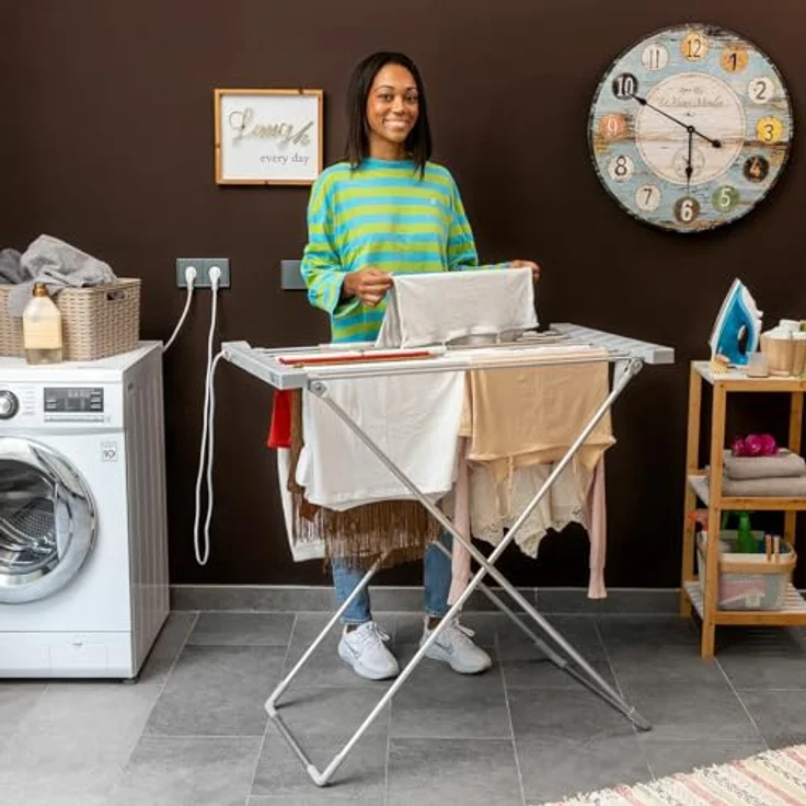 InnovaGoods Elektrischer Wäscheständer Dryak, 8 Beheizte Stäbe, Zusammenklappbar, 120 W, Grau – Bild 4