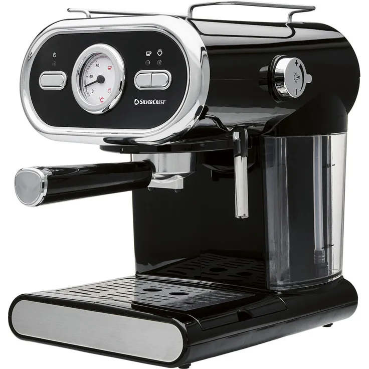 SilverCrest Espressomaschine Pastell SEM 1050 A2, 1.100 W, 15 bar Pumpendruck, schwarz