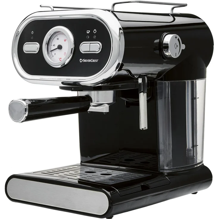 SilverCrest Espressomaschine Pastell SEM 1050 A2, 1.100 W, 15 bar Pumpendruck, schwarz