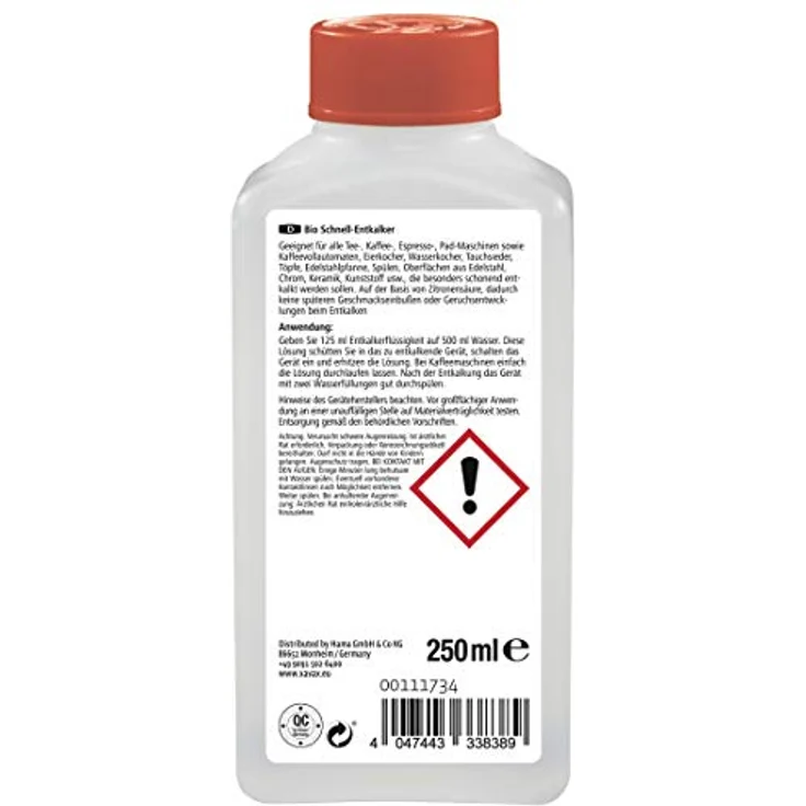 Xavax Bio Schnell-Entkalker 250 ml (auf Zitronensäure-Basis, flüssig, z.B. für Kaffeevollautomaten, Wasserkocher, Espresso-/Kaffeemaschinen, Edelstahl Oberflächen etc) Entkalkungsmittel – Bild 2