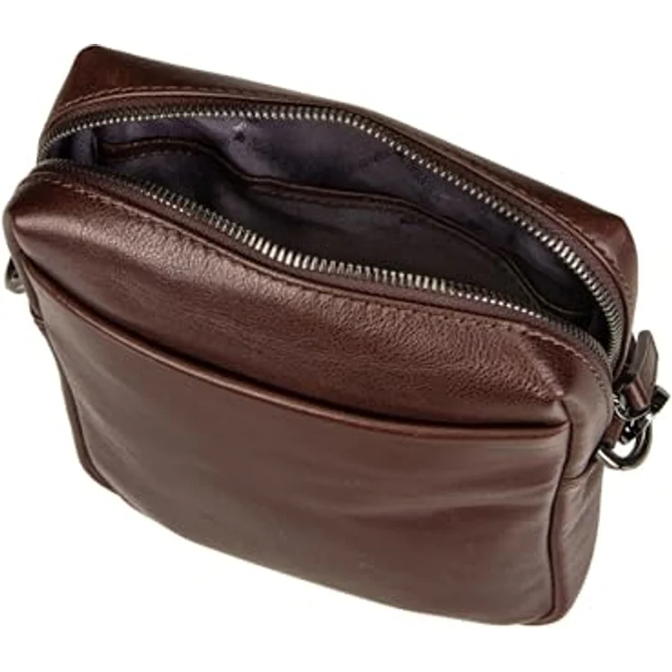 Braun Büffel Arezzo, Handtasche aus vegetabil gegerbtem Rindleder mit sportlichem Gurtband, Braun – Bild 5