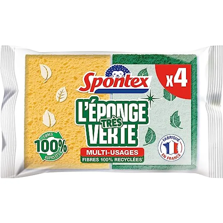 SPONTEX - Der grüne Schwamm – 4 Scheuerschwämme grün – sparsam