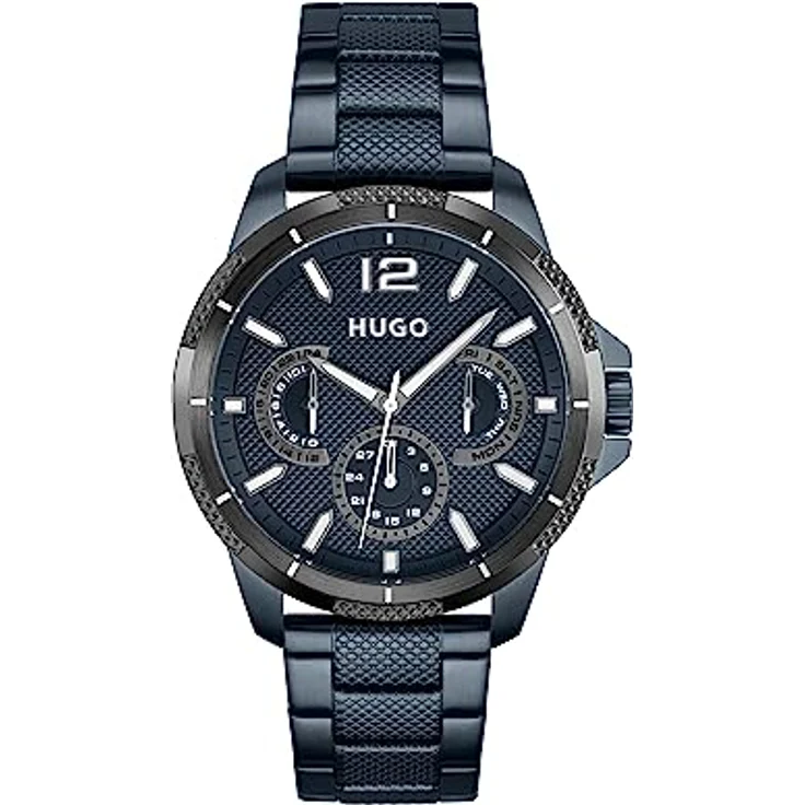 HUGO Multi Zifferblatt Quarz Uhr für Herren, Sportkollektion mit blauem Edelstahlarmband, 46 mm Gehäuse, 5 bar wasserabweisend, IP-beschichtet - 1530194 – Bild 1