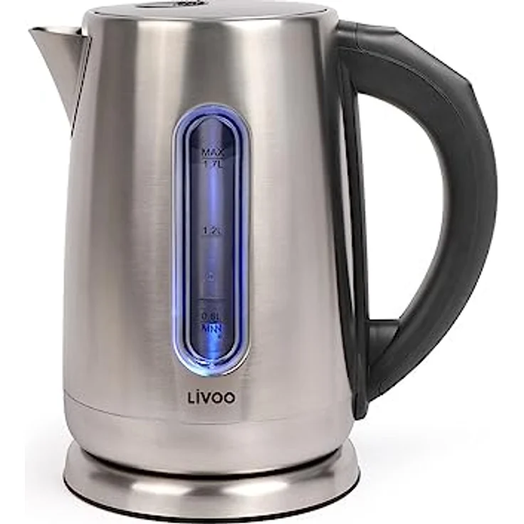 LIVOO DOD189 Wasserkocher mit Temperaturanzeige, 2200 Watt, 1,7 Liter, 360°-Basis, Temperatursteuerung 60°- 100°, Edelstahl – Bild 2
