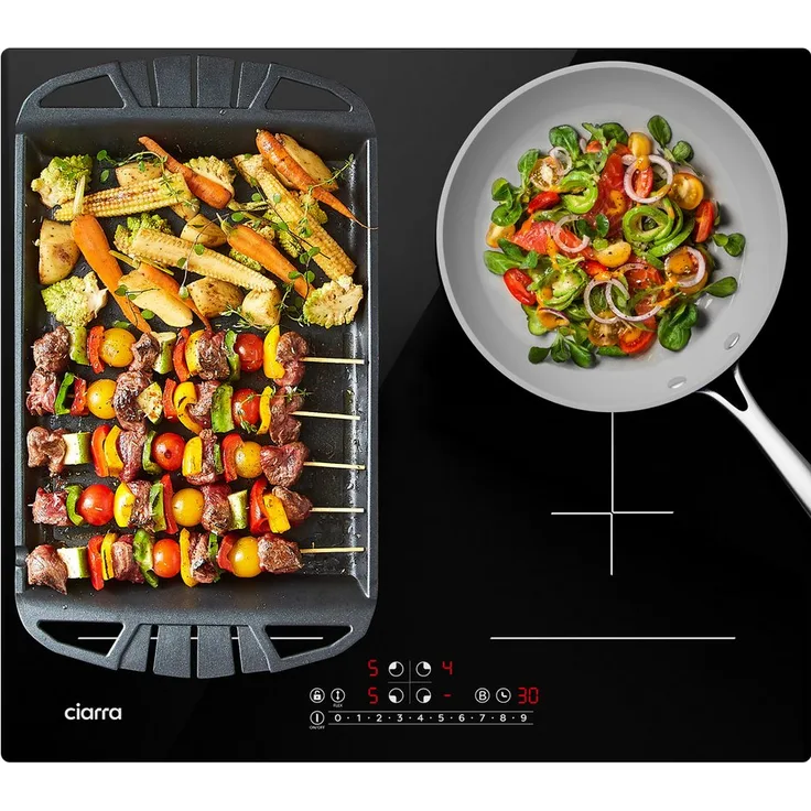 CIARRA Flex-Induktions-Kochfeld CBBIH4BFF, 60cm, 4-Zonen Einbaukochfeld mit BOOST-Funktion und 2 Flexzonen, Schwarz