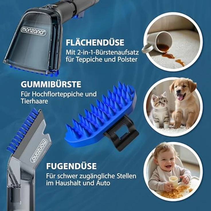 Monzana Waschsauger SC4000 Polsterreiniger Teppich Sofa Auto Dual Tank Fleckenreiniger Kompakt Haustier 400W Leistungsstark Zubehör, Weiß – Bild 2