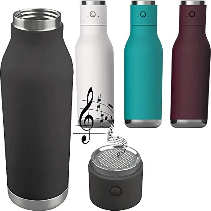 Asobu Wireless Bottle, isolierte Trinkflasche mit Lautsprecher, burgunder, 0.5 L – Bild 5