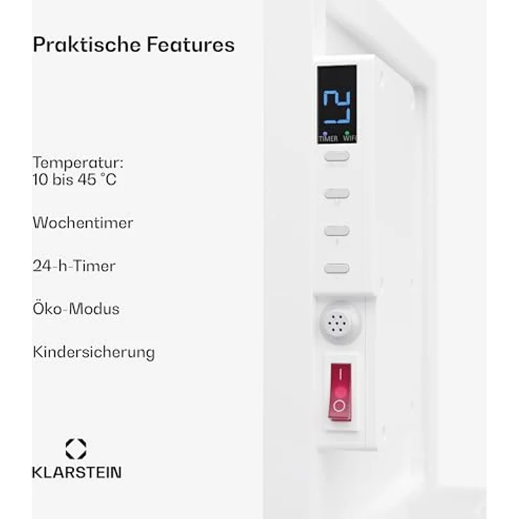 Klarstein Infrarotheizung mit Thermostat, 320W Elektroheizung, Smart Home Infrarotheizung zur Wandmontage, IR mit App-Steuerung & Erkennung Offener Fenster, Effizienter Feuchtraum Heizkörper CO2-Frei – Bild 5
