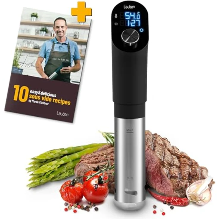 Lauben Sous Vide Stick SV01, Kochstab, Metall, 1200 Watt, für bis zu 15 Liter, wasserfest, schwarz – Bild 2
