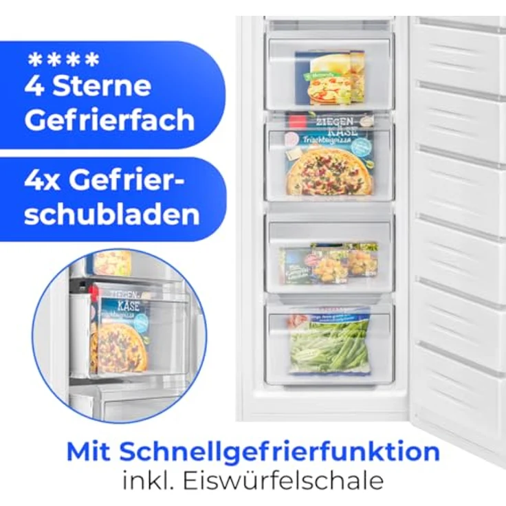 Bomann Gefrierschrank GS 7366, NoFrost, 171 cm, MultiAirflow, 204 Liter, leise 39 dB, bis zu -22°C, weiß – Bild 5