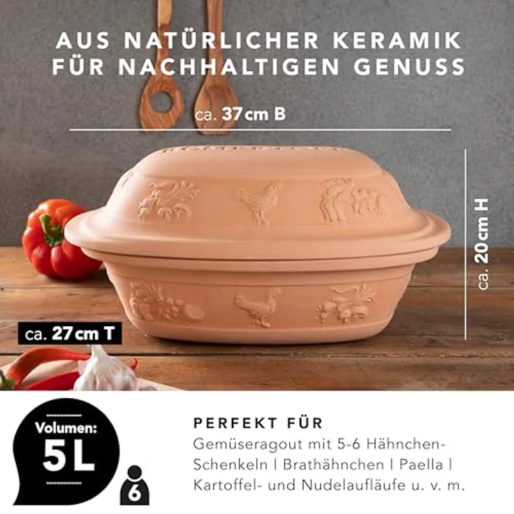 Römertopf Bräter Rustico Keramik Dampfgarer 5 kg – Bild 6