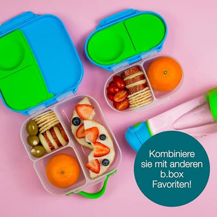 B.Box Snackbox Midnight, Auslaufsichere Lunchbox mit zwei Fächern, Blau – Bild 5