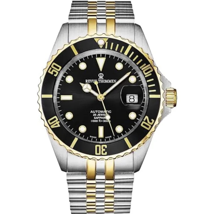 Revue Thommen Herren Armbanduhr Automatik Diver Bicolor 42 mm Leuchtindexe, Leuchtzeiger