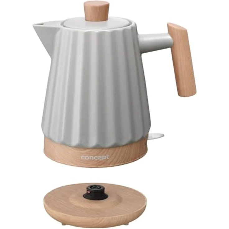 Concept Elektrischer Keramik-Wasserkocher 1,5L mit STRIX-Anschluss 1500W | Verdeckte Heizelemente, Sedimentfilter, Dreifacher Schutz, Rutschfeste Basis, 360° Drehbar (Hellgrau) – Bild 4