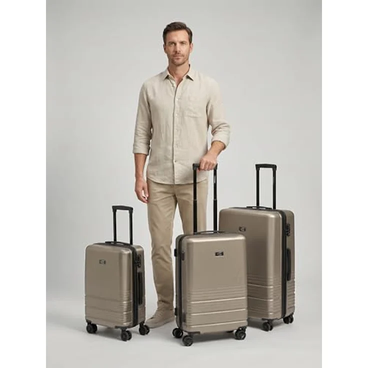 camel active Koffer-Set Hanoi, 3-teiliges Reise-Trolley Set aus stoßfestem ABS, erweiterbar mit Teleskopgriff, große Koffergröße 47 x 30 x 78 cm, ideal für Damen und Herren – Bild 2