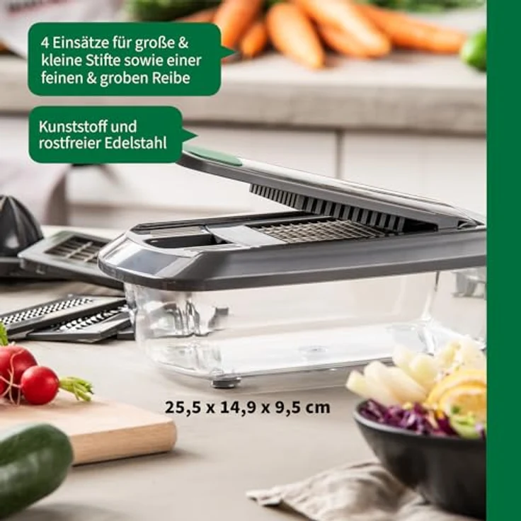 Chefkoch Mehrzweck Gemüseschneider 16-Teilig – Das Multi-Tool für die Küche ist Cutter, Dicer, Slicer, Chopper und Küchenschneider in einem Set – Multischneider für Gemüse – Bild 3