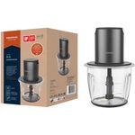 Grundig Delisia Novus CH 7140 Professioneller Multi-Zerkleinerer, 500 Watt, 4 Edelstahlmesser mit Zirkonium-Beschichtung, 1l Glasbehälter, 2 Stufen, Anti-Rutsch-Unterlage, Dark Inox/Schwarz